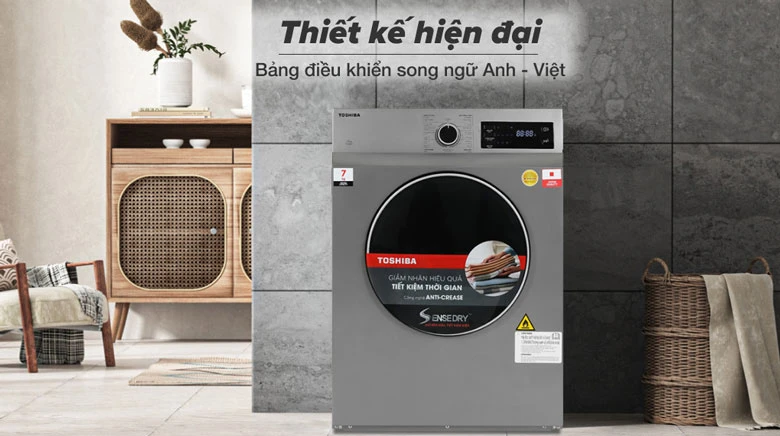 Máy sấy thông hơi Toshiba 7 kg TD-H80SEV(SK) - Thiết kế tinh giản & hiện đại
