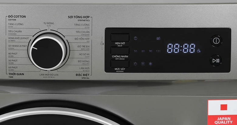 Máy sấy toshiba TD-H80SEV(SK) - Bảng điều khiển cảm ứng song ngữ Anh Việt