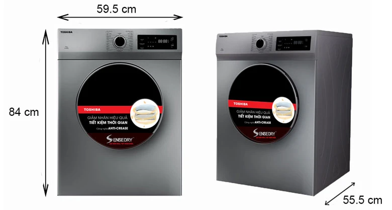 Máy sấy toshiba TD-H80SEV(SK) - Kích thước thực tế