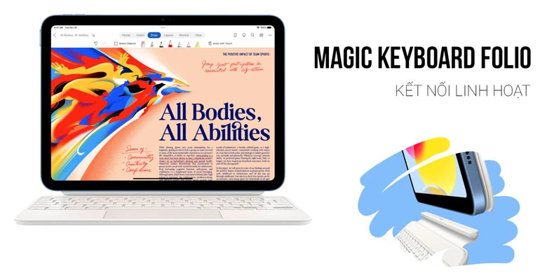 Máy tính bảng Apple iPad 10 2022 WiFi 64GB Blue MPQ13ZA/A - Hỗ trợ Magic Keyboard Folio