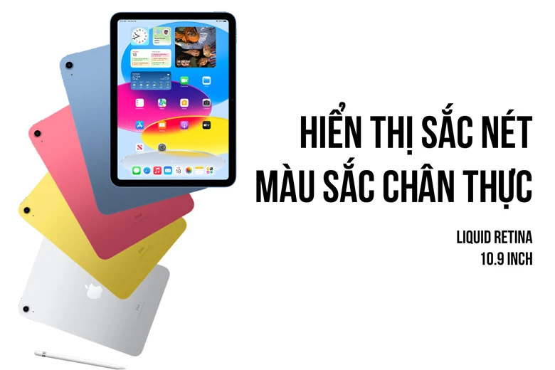 Máy tính bảng Apple iPad 10 2022 WiFi 64GB Pink MPQ33ZA/A - Hiển thị sắc nét, chân thực