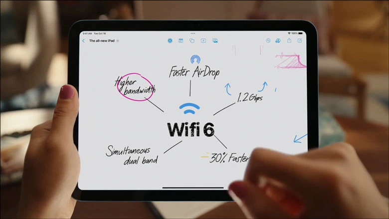 Máy tính bảng Apple iPad 10 2022 WiFi 64GB Pink MPQ33ZA/A - Kết nối thần tốc với Wifi 6