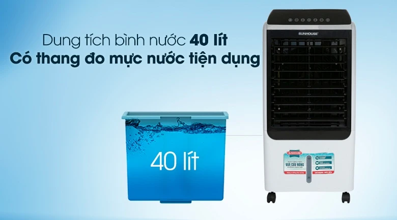 Quạt hơi nước Sunhouse SHD7727 có dung tích bình chứa lên đến 40l