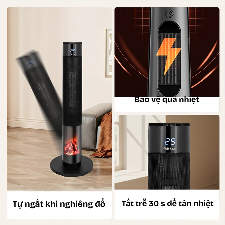 An toàn tuyệt đối - Quạt sưởi gốm Fujihome FH1950