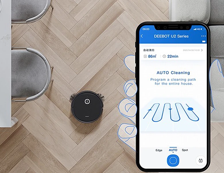 Robot hút bụi Ecovacs Deebot U2 Pro điều khiển qua ứng dụng