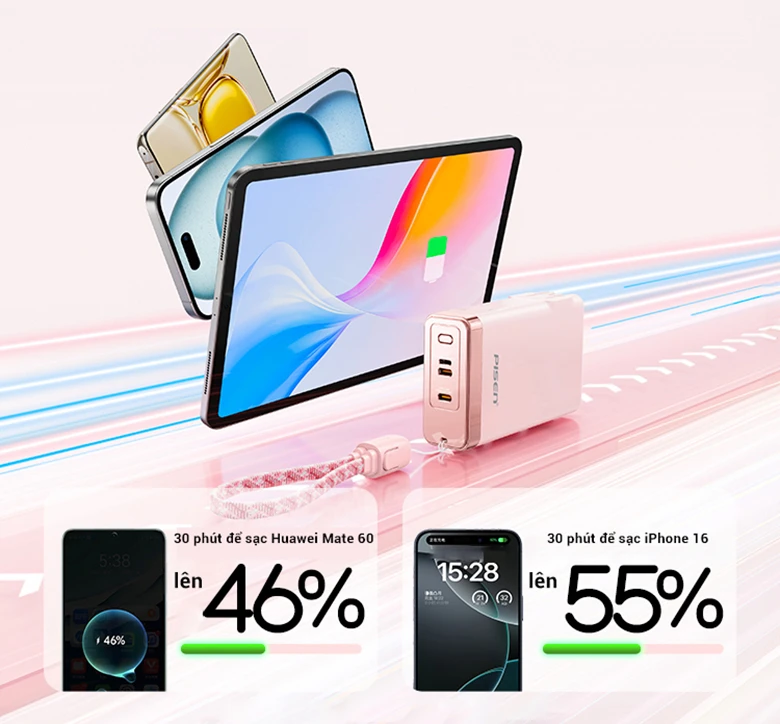 Sạc dự phòng Pisen Quick High Power Box 30W 10000mAh (TS-D381) dung lượng lớn