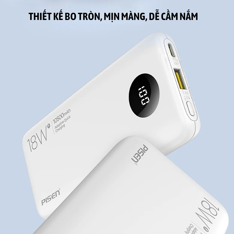 Thiết kế nhỏ gọn - Sạc dự phòng Pisen Quick PowerFo QP18 10500mAh TS-D296