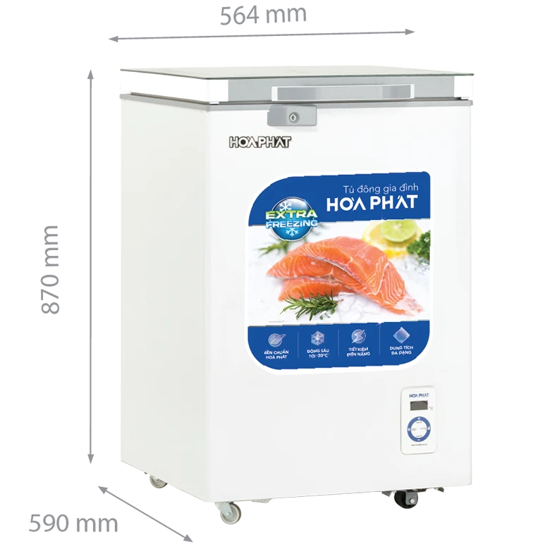kích thước Tủ đông Hòa Phát 107 Lít HPF AD6107.T1