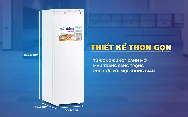 kích thước Tủ đông Sanaky 213 lít VH-230VD