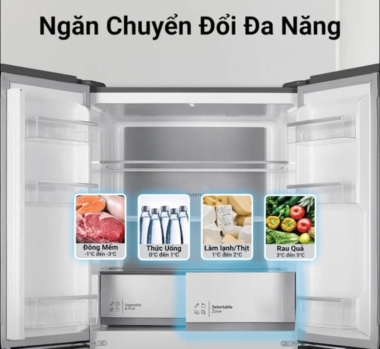 Tủ lạnh Hitachi HR4N7522DSDXVN có ngăn chuyển đổi đa năng