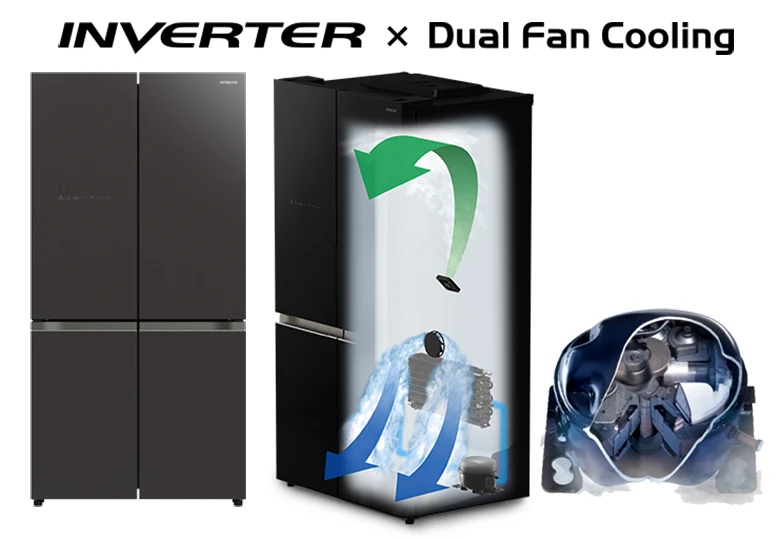 Tủ lạnh Hitachi Inverter 569 lít R-WB640VGV0(GBK) hệ thống quạt kép