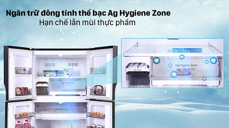 Tủ lạnh Panasonic NR-DZ601VGKV có ngăn trữ đông tinh thể bạc không cho các mùi quyện vào nhau