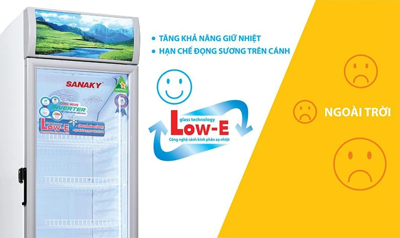 Tủ mát Sanaky 290 lít VH-358KL với cửa kính 2 lớp công nghệ Low E