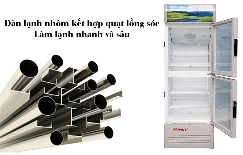 Tủ mát Sanaky 340 lít VH-408WL dàn lạnh nhôm