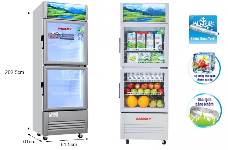 kích thước Tủ mát Sanaky 340 lít VH-408WL